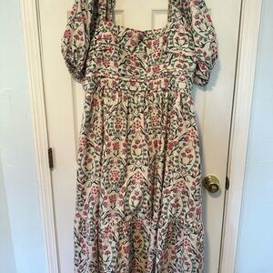 Abercrombie & Fitch Cream Maxi Dress with Pink Floral Print